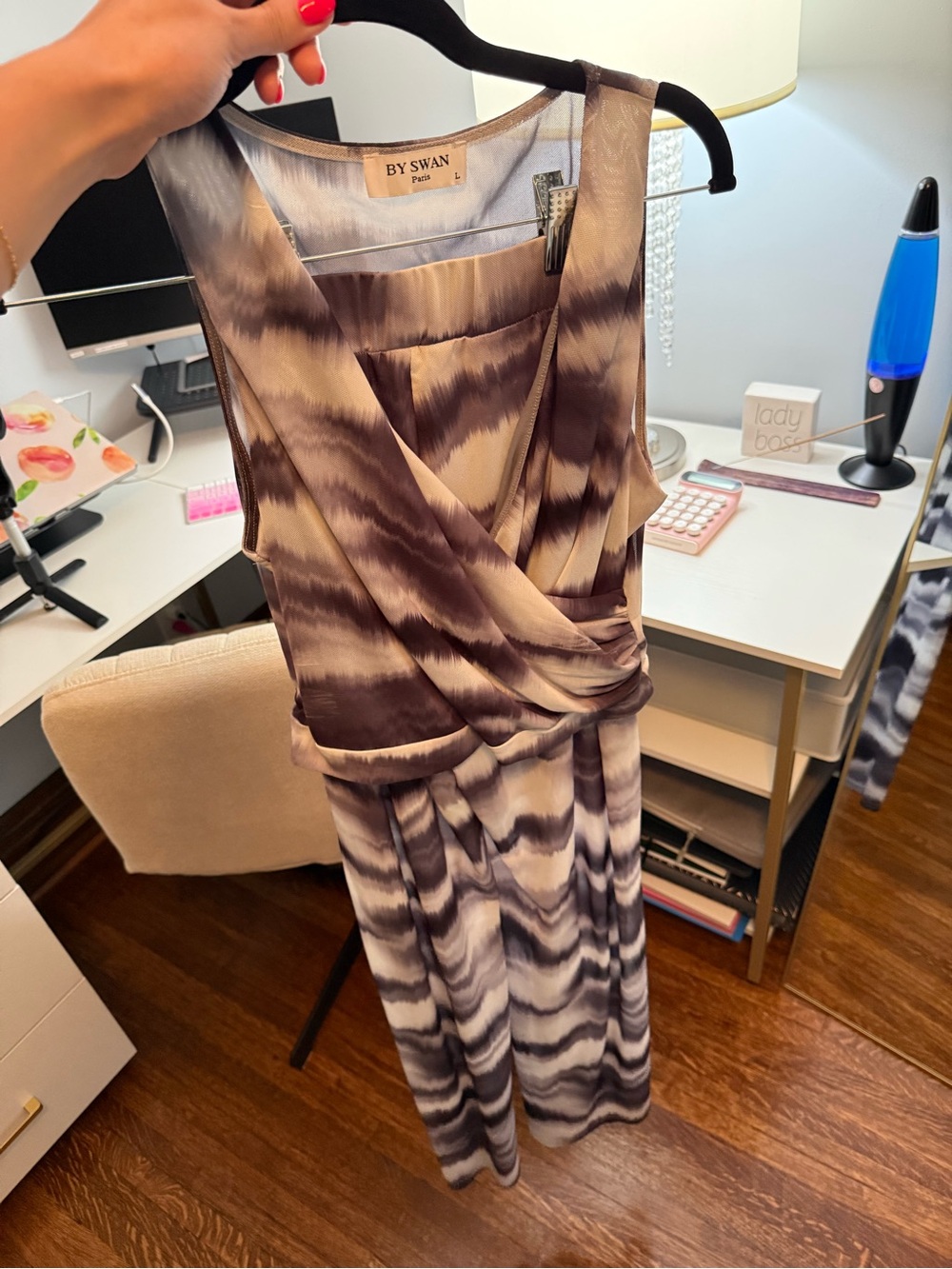 Taupe & Ivory Sleeveless Wrap Jumpsuit